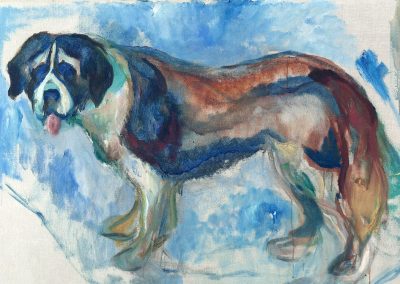 Il Cane San Bernardo nella neve, di Edvard Munch.